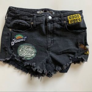Mossimo frayed black denim shorts size 8